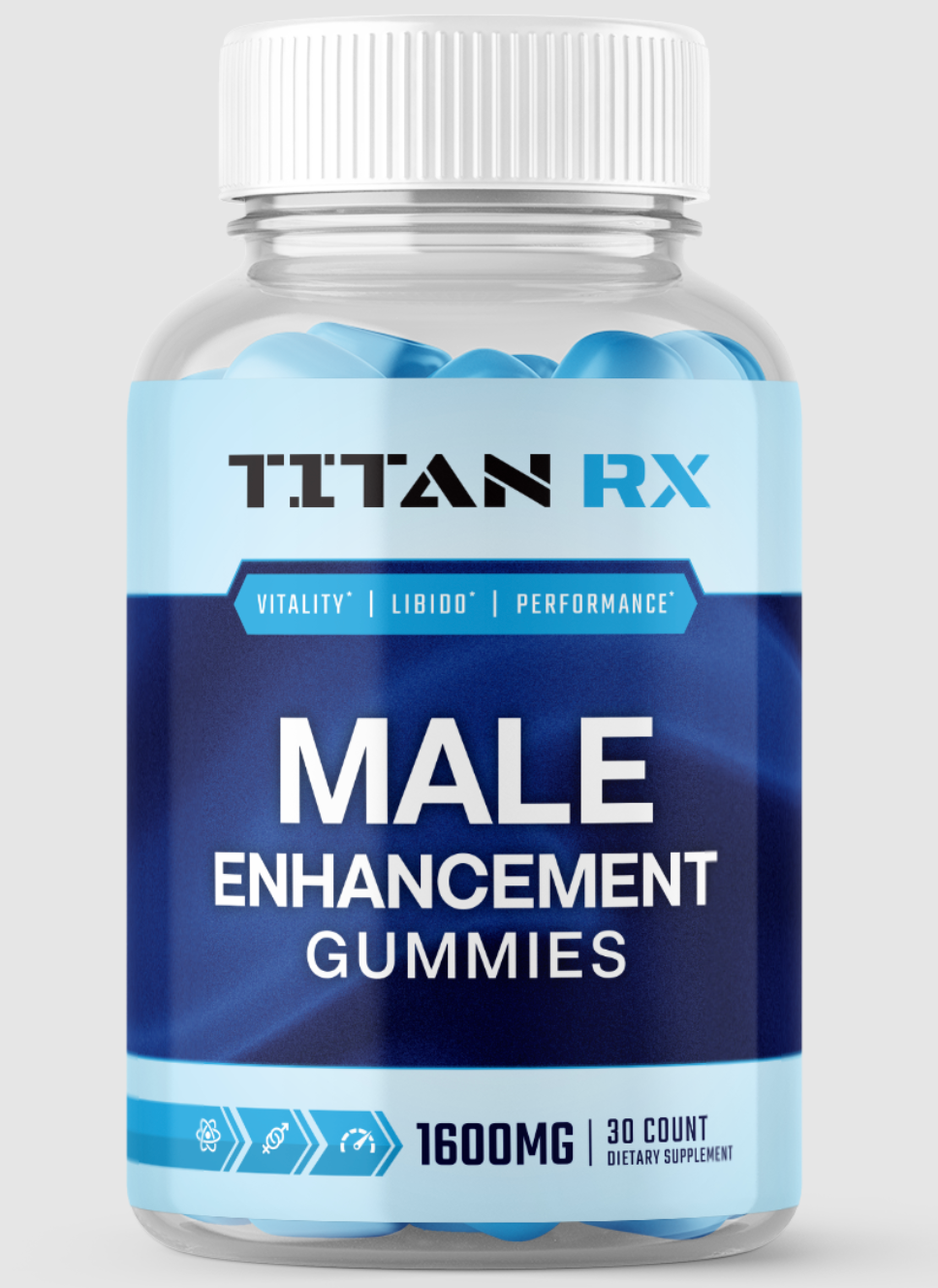 Titan RX Male Enhancement Gummies bottle, 1600MG, 30 count